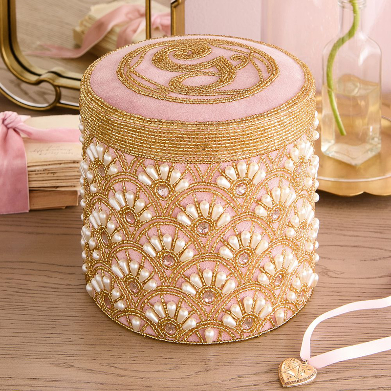 Colorful Beaded Pendant Storage Box Jewelry Embroidery Box