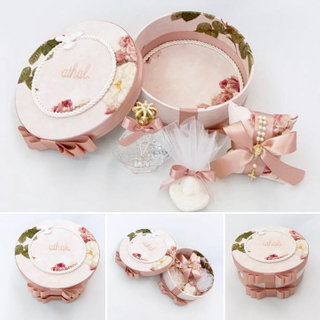 Round Embroidery Child Jewelry Boxes Memory Box Photos Perfume Box