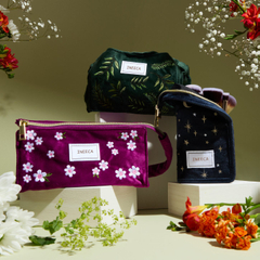 Green Leaves Embroidered Velvet Makeup Brush Bag Case Girls Portable Travel Lipstick Set Gift Makeup Cosmetic Storage Bag