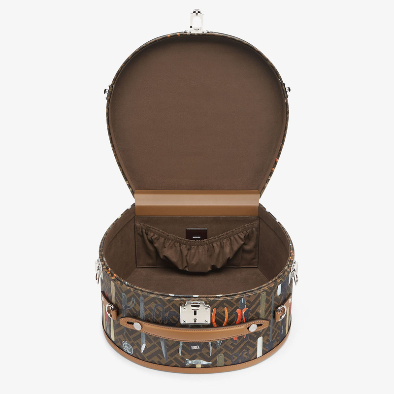 Travel Vintage Leather Hat Box Cotton Print Suitcase Packaging Custom