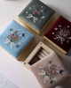 Custom Hand Wooden Embroidered Jewelry Boxes Organizer MDF Linen Velvet Embroidery Earring Display Ring Box Packaging