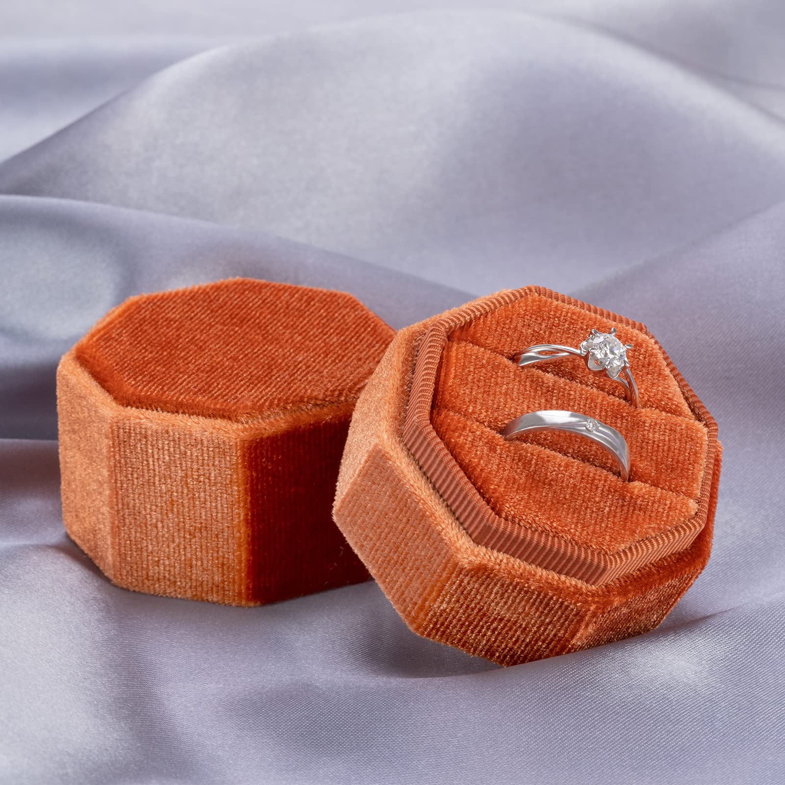 Luxury Vintage Velvet Octagonal Ring Box Custom Logo Suede Wedding Ring Earring Necklace Jewelry Packaging Box