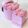 Mothers Day Custom Luxury Rose Flower Round Gift Packaging Box With Ribbon Handle Velvet Round Mom Flower Box Wholesale