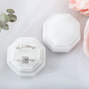 Elegant Design Octagon Engagement Wedding Double Velvet Ring Jewelry Packaging Box With Foam Insert Wholesale