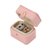 Luxury Mini Pink PU Leather Wedding Ring Earring Zipper Travel Small Jewelry Gift Packaging Box Wholesale