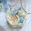 New Arrival INS Style Transparent Glass Hexagon Wedding Proposal Eternal Rose Flower Ring Display Box