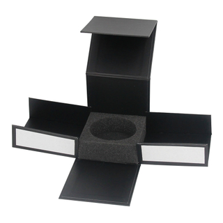 Custom Luxury Square Black Kraft Paper Folding Candle Gift Packaging Boxes with Foam Insert Wholesale