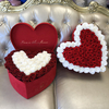 Wholesale Custom High Quality Red Velvet Heart Shaped Flower Bouquet Packaging Box with Foam Insert for Preserved Roses