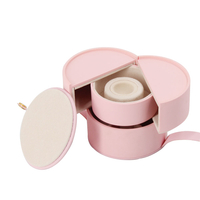 Custom Round Pu Leather Double Layer Rotating Ring Earring Necklace Jewelry Packaging Box Rotating Gift Storage Box for Women