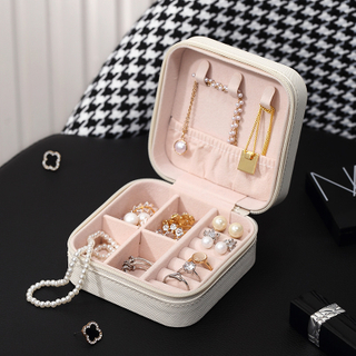 New Portable PU Leather Travel Ring Earrings Necklace Jewelry Storage Organizer Box with Zipper