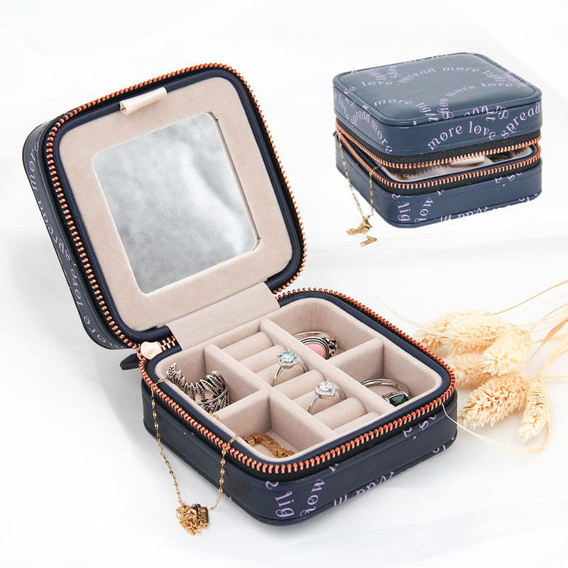PU Leather Small Travel Portable Western Jewelry Case for Ring Pendant Earring Necklace Bracelet Organizer Storage Holder Boxes