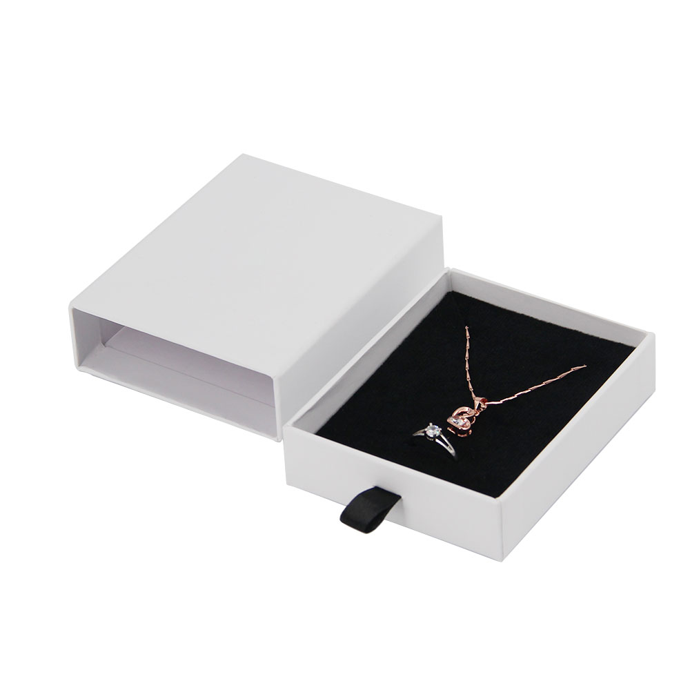 Custom Small Cute Paper Cardboard Drawer Style Ring Necklace Bracelet Jewelry Packaging Box with Velvet Foam