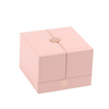 New Style Double Open Pink PU Leather Ring Earring Necklace Jewelry Gift Packaging Box with Magnetic Closure