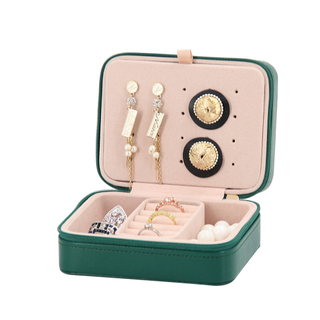 Luxury Creative Square Pu Leather Travel Ring Necklace Earring Bracelet Jewelry Organizer Storage Packaging Box with Zipper