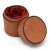 New Arrival Luxury Mini Pu Leather Round Single Preserved Eternal Rose Flower Gift Packaging Box Leather Valentine Flower Box