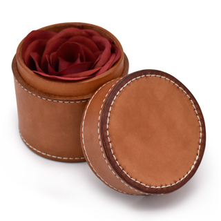 New Arrival Luxury Mini Pu Leather Round Single Preserved Eternal Rose Flower Gift Packaging Box Leather Valentine Flower Box
