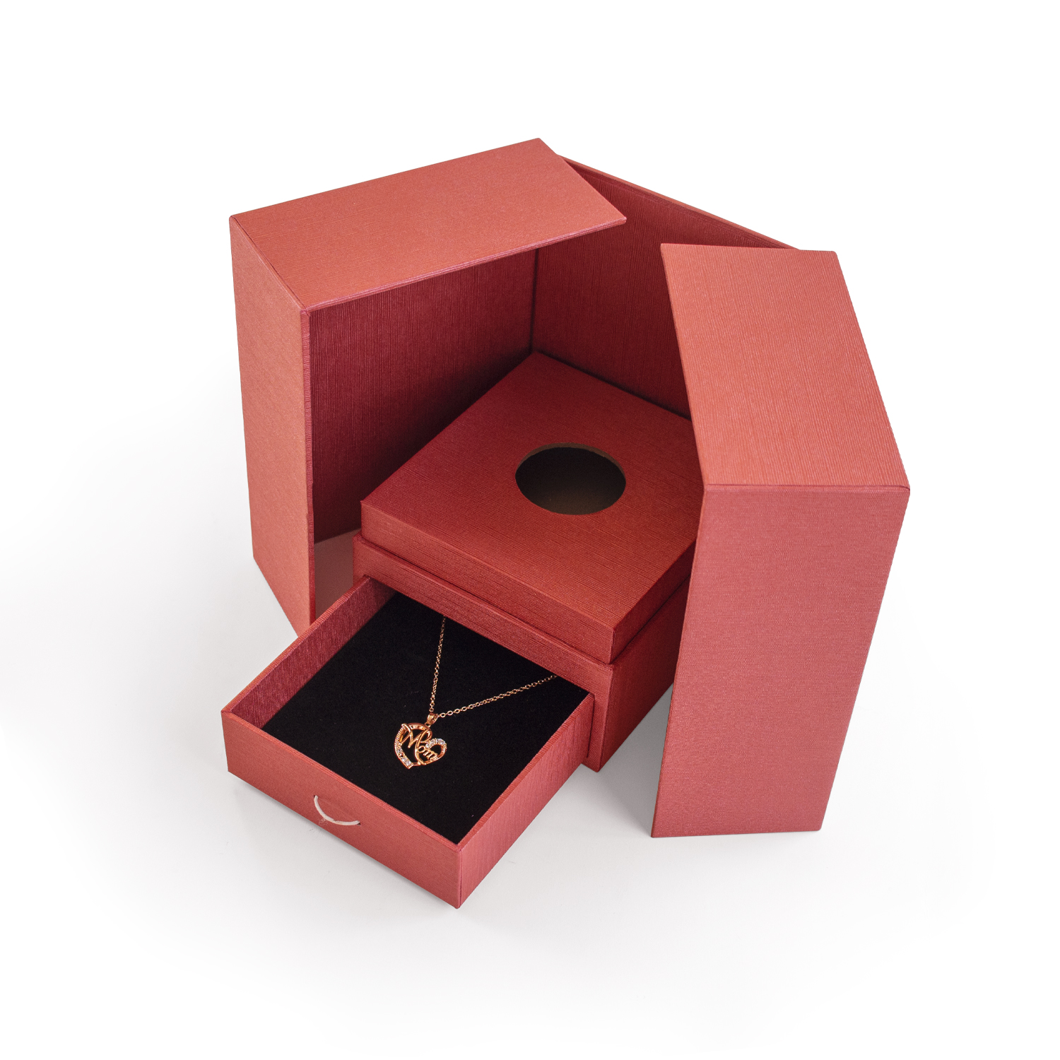 New Arrival Paper Double Open Door Magic Packaging Flower Necklace Gift Jewelry Paper Box Gift Rose Flower Packaging Box Luxury