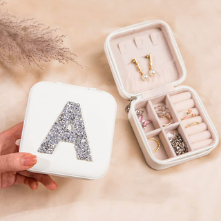 Custom Personalized Portable Cowgirl Travel Jewelry Organizer Case For Rings Earrings Necklaces Bracelets With Monogram Initial Letter