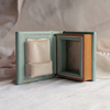 Custom Logo Small Vintage Velvet Travel Double Open Book Shape Ring Jewelry Gift Packaging Box Wholesale
