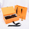 Custom Hair Bundles Cloth Packaging Box with Satin Human Weave Hair Gift Storage Box with Ribbon Closure for Dress Clothing Wig