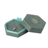 Luxury Design Custom Logo Hexagon Shape Velvet Wedding Ring Necklace Jewelry Gift Packaging Box with Foam Insert