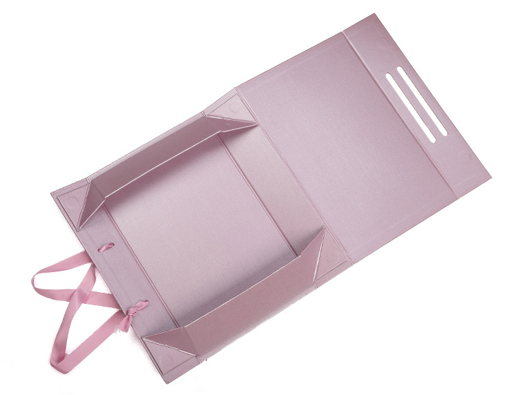 Customized Portable Folding Paper Clamshell Underwear Scarves Gift Packaging Box Ribbon Closure Wholesale