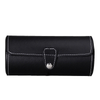 Amazon Hot Sale Customized Logo Black PI Leather Cylinder Watch Storage Box With Foam Insert Wholesale