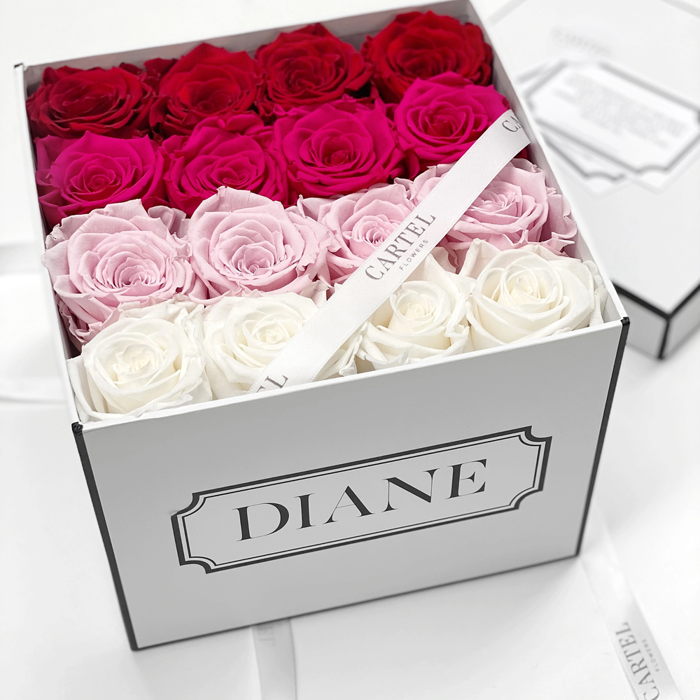 Custom Logo Square Flower Packaging Box With Ribbon I Love You Mom Preserved Roses Flower Gift Box