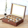 Custom Logo Wooden Velvet Jewelry Display Case Magnetic Creative Wood 24 Slots Watch Storage Box with Clear Window Metal Lock