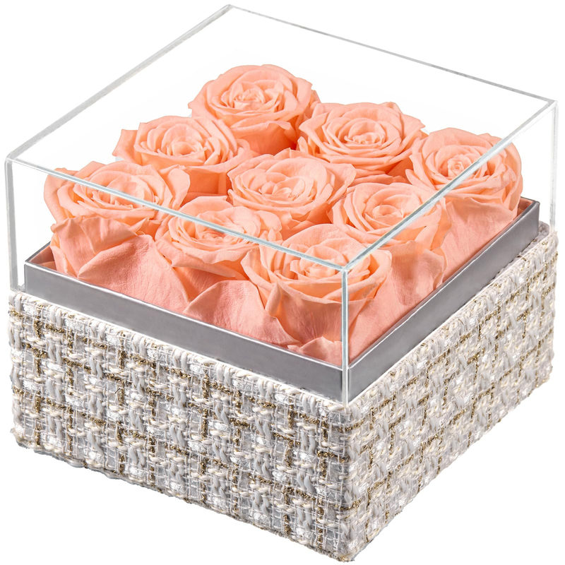 Wholesale Custom Logo Eternal Forever Rose Flower Round Gold Edge Gift Packaging Box Valentines Gifts Preserved Roses In Box