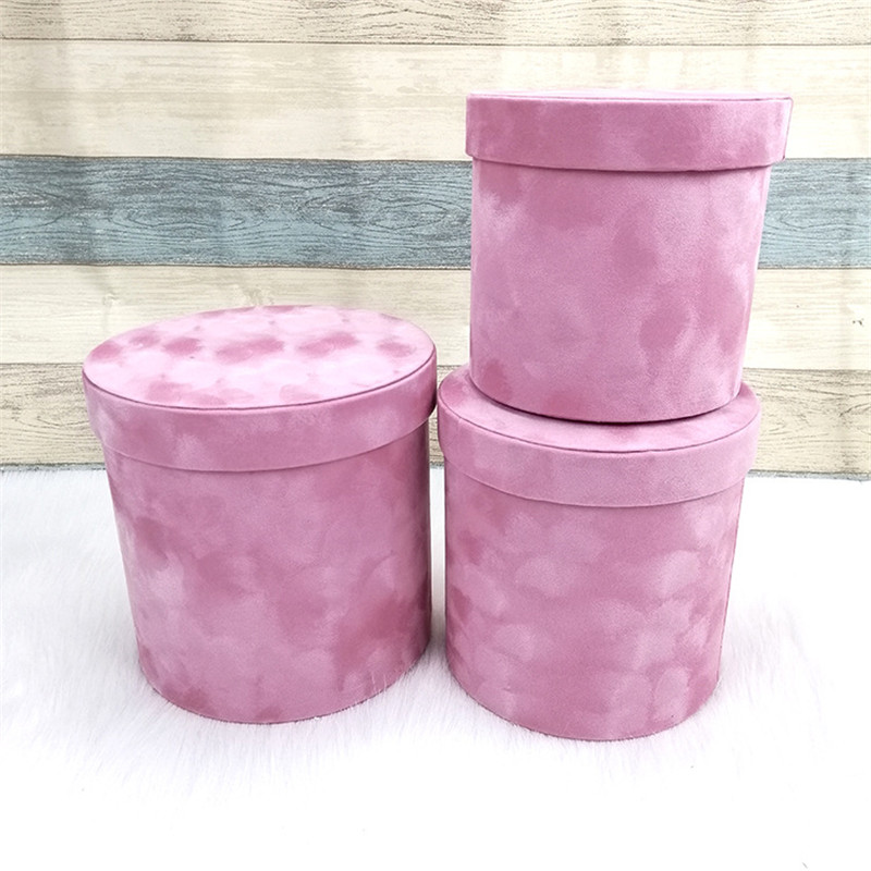 Empty Round Gift Boxes Big Wholesale Luxury Color Boxes Cylinder Velvet Round Rose Box for Flowers