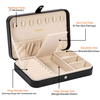 Amazon Hot Selling Jewelry Box Portable Pu Simple Earrings Zipper Ring Earrings Mirror Jewelry Storage Box
