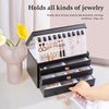 Large 4 Layer Leather Wedding Jewelry Storage Box with Lock Earrings Necklace Bracelet Ring Organizer Case