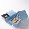 Luxury Small Light Blue Engagement Proposal Necklace Bracelet Ring Earring Drawer Paper Jewelry Packaging Box with Foam Insert