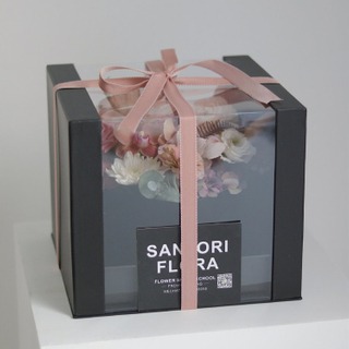 Small Paper Square PVC Transparent Soap Flower Gift Box Preserved Roses Packaging Clear Luxury Mothers Day Flower Box