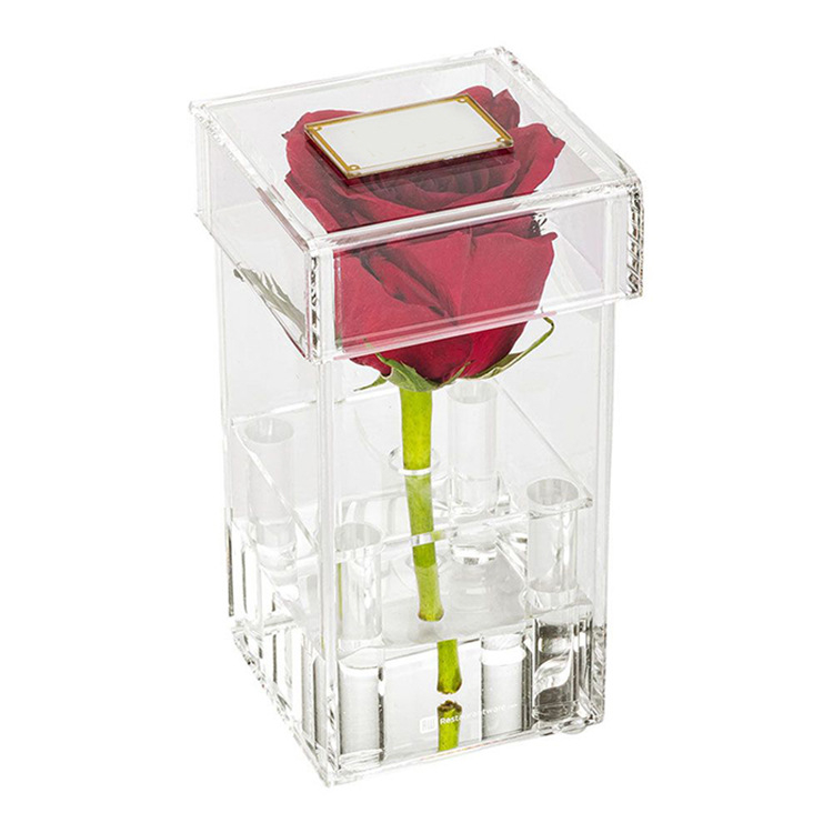 9 Holes Customizable Rectangular Transparent Flower Box Packaging Acrylic Flower Box Rose Protection Flower Box