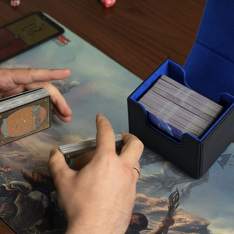 High Quality Pu Leather Game Card Deck Box for 100 Plus Cards Compatible with MTG Commander Decks