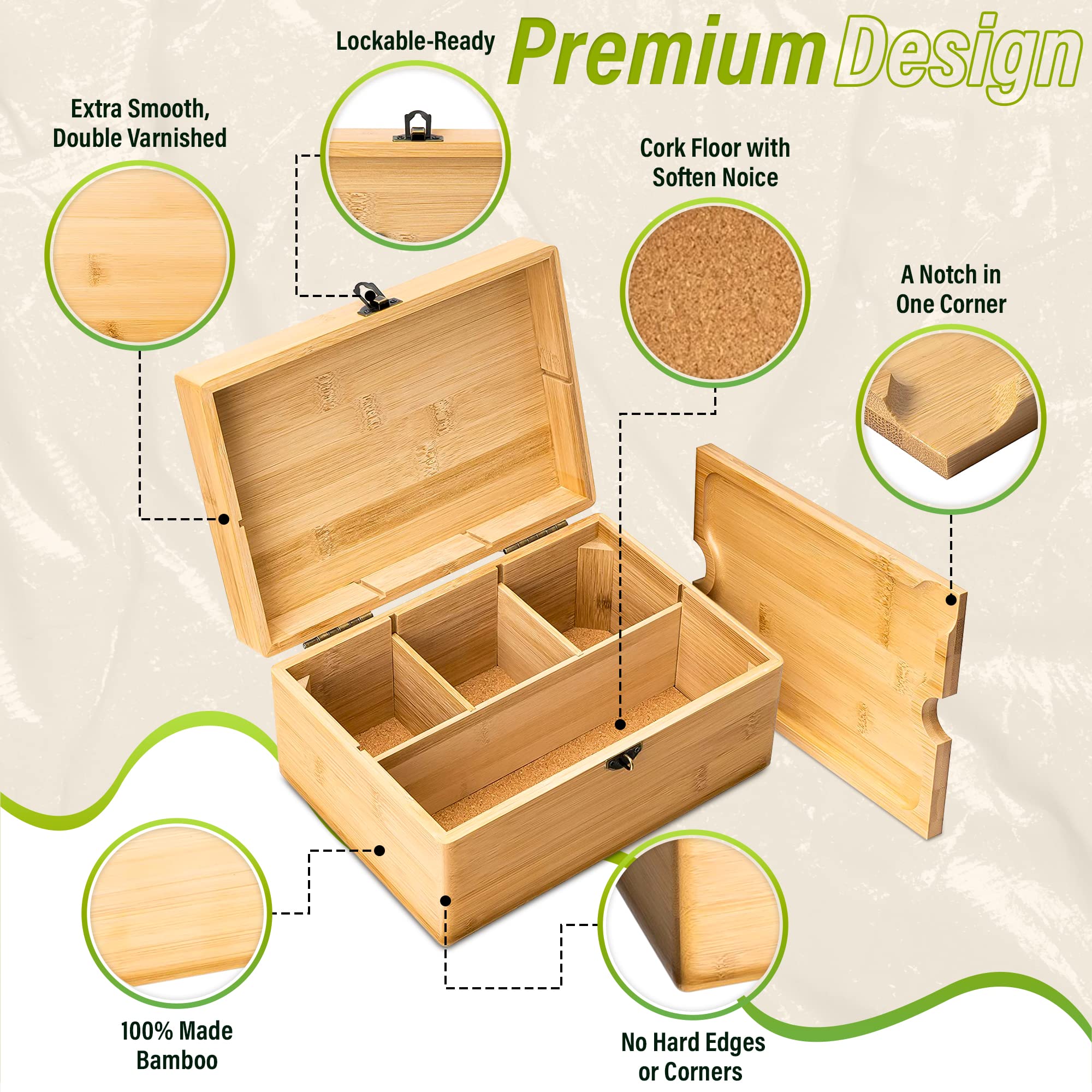Adealistic Bamboo Wood Storage Box with Working Tray Kit For Daily Home Use Decorative Storage Box Design