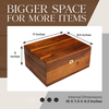 Wooden Storage Box with Hinged Lid And Locking Key Large Premium Acacia Keepsake Chest Wooden Box