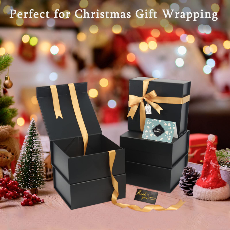 Luxury Black Book Shaped Rigid Cardboard Foldable Gift Box Custom Print Paper Clamshell Magnetic Gift Box