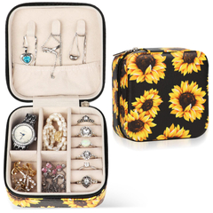 New Style Mini Double Layer Ring Necklace Leather Jewelry Storage Containers Jewelry Travel Case Packaging Boxes Jewelry
