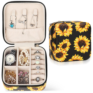 New Style Mini Double Layer Ring Necklace Leather Jewelry Storage Containers Jewelry Travel Case Packaging Boxes Jewelry