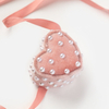 Pearl Proposal Rings Box Gold Foil Stamped Mini Jewelry Box Pink Heart Large Pearl Necklace Gift Box Packaging with Ribbon