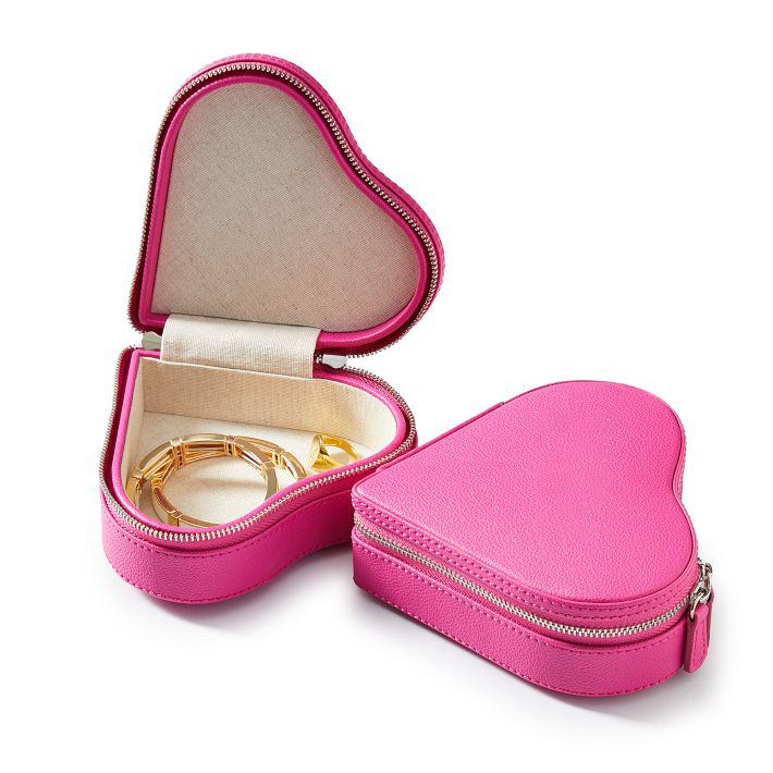 Custom Heart Makeup Organizer Faux Leather Storage Box Case Storage Ring Pu Leather Jewelry Gift Box