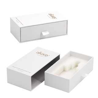 OEM Custom Logo Printing White Paper Drawer Style Cosmetic Box Cardboard Perfume Packaging Gift Box for Essential Oil Bottle