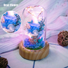 Eternal Rose Artificial Rose Flower Glass Dome with LED Romantic Gift for Woman Wife Girlfriend on Valentine's Day Mother's Day