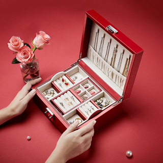 New Arrival Pu Leather Rectangular Ring Necklace Jewelry Gift Set Packaging Boxes Luxury Jewelry Storage Boxes With Metal Lock