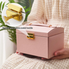 Wholesale Three Layers Girls Women PU Leather Jewelry Storage Case Rings Earrings Necklace Bracelets Jewellery Organizer Box