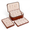 Luxury Pu Leather Three-layer Jewelry Makeup Storage Box Earrings Necklace Ring Jewelry Display Packaging Case