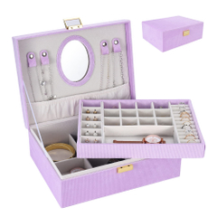Portable Travel PU Leather Jewelry Boxes for Women Girls Earrings Ring Necklace Jewellery Organizer Storage Case
